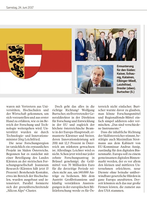 Kleine Zeitung über die Steiermark-Kärnten-Delegation in Brüssel Kleine Zeitung über die Steiermark-Kärnten-Delegation in Brüssel