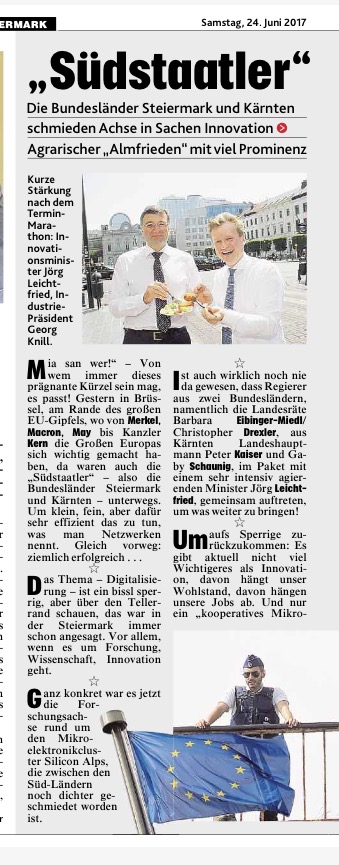 Kronen Zeitung über die Steiermark-Kärnten-Delegation in Brüssel Kronen Zeitung über die Steiermark-Kärnten-Delegation in Brüssel