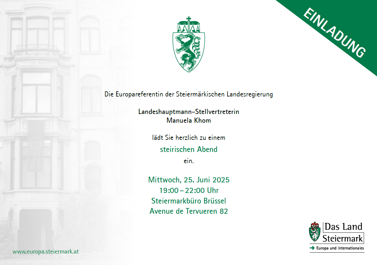 Einladung zum steirischen Abend im Steiermark-Büro Einladung zum steirischen Abend im Steiermark-Büro