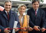 Ein Jahr nach der Eröffnung des Nahverkehrsknotens Don Bosco fährt die steirische S-Bahn an die Europaspitze. Am Archiv-Foto: BM Faymann, LR Edlinger-Ploder und LH Voves bei der Eröffnung im September 2007 (Foto: Stuhlhofer) © Stuhlhofer