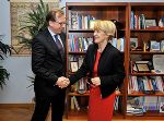 Landesrat Christian Buchmann bei EU-Regionalkommissarin Danuta Hübner in Brüssel (Foto: Land Steiermark)