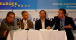 Das Experten-Podium v.l.: Vladimir Gligorov (WIIW), Franz Rogi (Raiffeisen Landesbank Stmk.), Klaus Schweighofer (Styria Medien AG) und Erhard Schmidt (Saubermacher) 