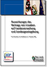 Zum Download: Die Auswirkungen des Lissabon-Vertrages auf Landesgesetzgebung und Landesverwaltung