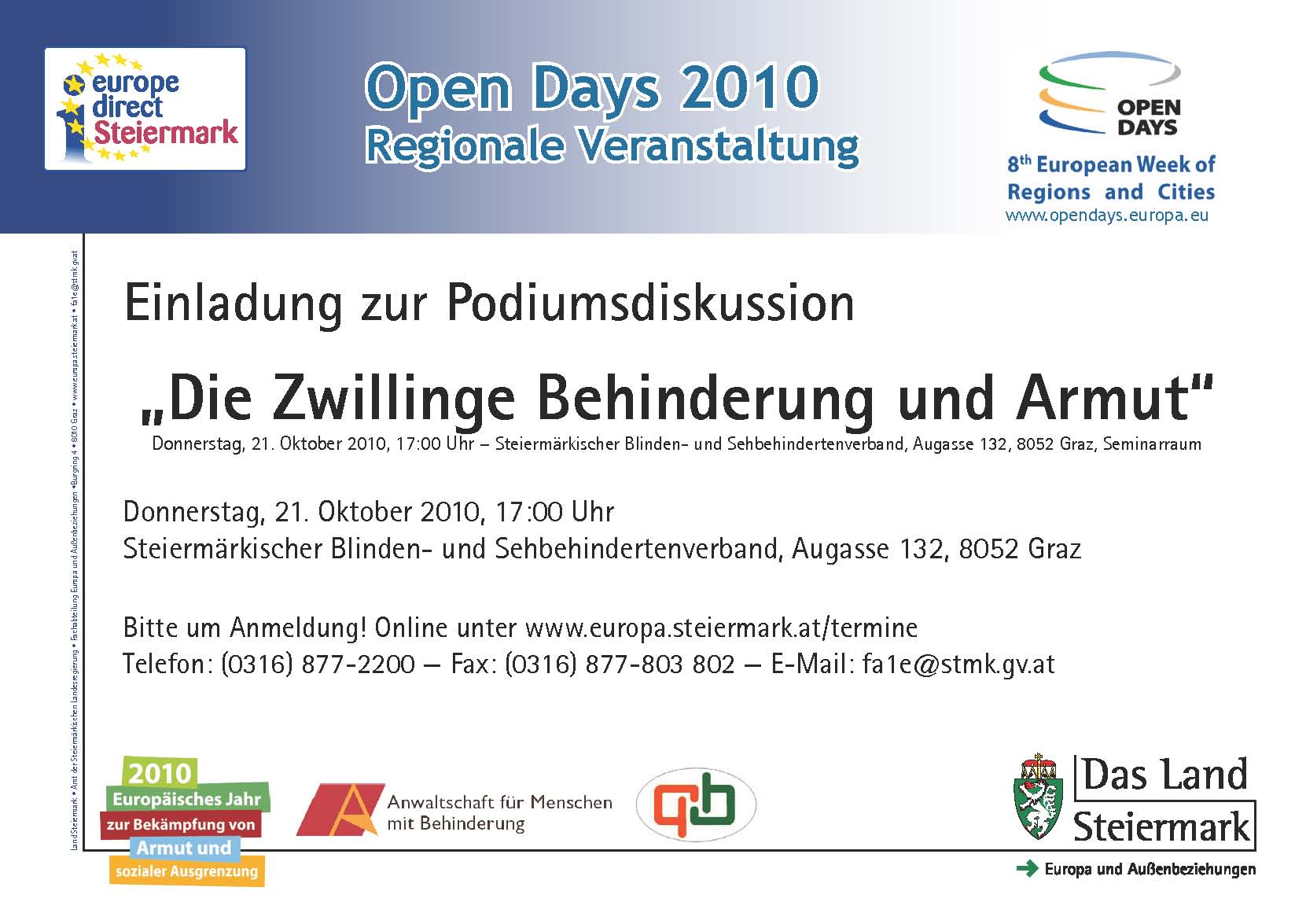 Podiumsdiskussion Die Zwillinge Behinderung Und Armut Www Europa Steiermark At Europa Land Steiermark