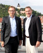 Landesrat Christian Buchmann und Europa-Staatssekretär Michael Schneider diskutierten beim Treffen im Graz über die Rolle der Regionen, u.a. der Steiermark, in Brüssel © EuropeDirect Steiermark/CS