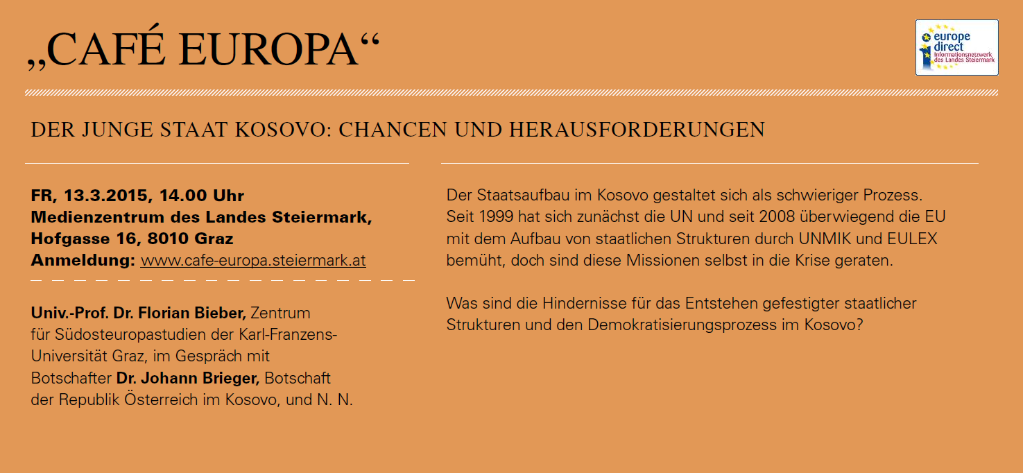 Cafe Europa Kosovo Am 13 3 15 Im Medienzentrum Steiermark Europa Land Steiermark