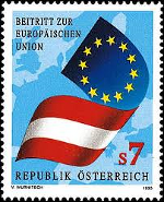 und trat dann vier Jahrzehnte später 1995 der EU bei. © Sonderbriefmarke 1995 und trat dann vier Jahrzehnte später 1995 der EU bei.