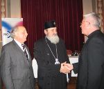 Metropolitan Bishop of Sibiu, Laurentiu Streza (center) with theologian Grigorios Larentzakis (left) and Suffragan Bishop Franz Lackner (right). Picture credit: Agnes Truger