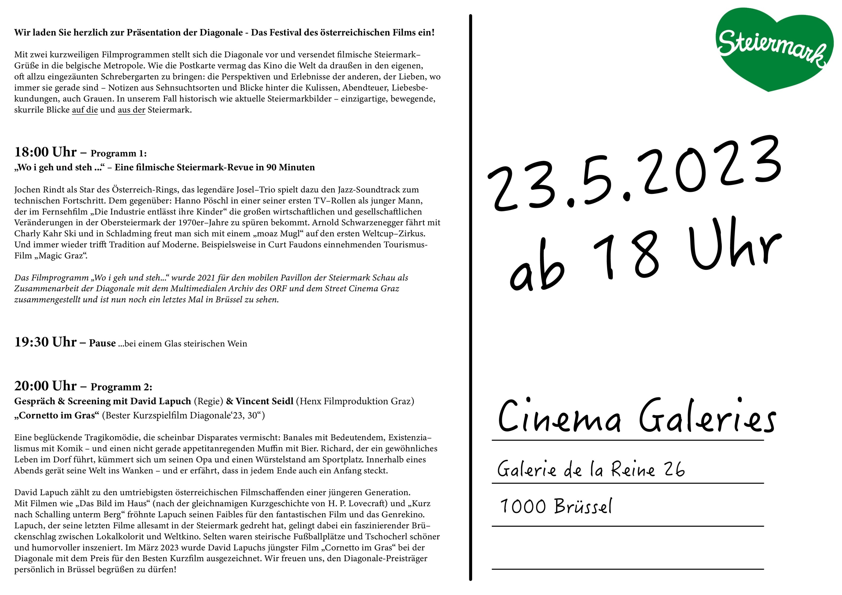 Einladung Seite 1 von 2. Hier sieht man das Programm.