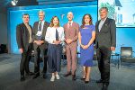Edwin Schäffer vom Österreichischen Integrationsfonds; Matthias Beck, Theologe und Ethiker; Claudia Plakolm, Europaministerin; Wirtschafts- und Wissenschaftslandesrat Willibald Ehrenhöfer; Monika Köppl-Turyna, Ökonomin und Direktorin ECOAustria; Geist & Gegenwart-Koordinator Herwig Hösele (v.l.)